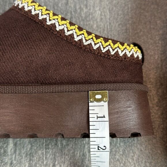 NEW Platform Slip On Clog Slippers Sherpa Faux Fur Lining Chocolate Brown Size 7 - Picture 11 of 13